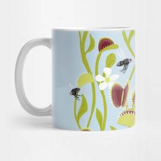 Venus flytraps with flies and flowers Mug